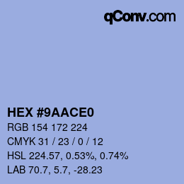 颜色代码: HEX #9AACE0 | qconv.com