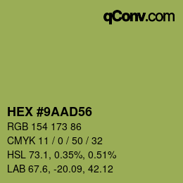 Color code: HEX #9AAD56 | qconv.com