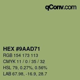 Código de color: HEX #9AAD71 | qconv.com