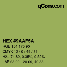 颜色代码: HEX #9AAF5A | qconv.com