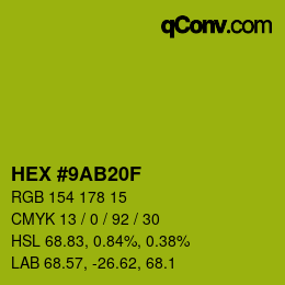 Color code: HEX #9AB20F | qconv.com
