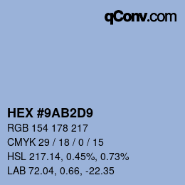 カラーコード: HEX #9AB2D9 | qconv.com