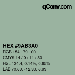 颜色代码: HEX #9AB3A0 | qconv.com