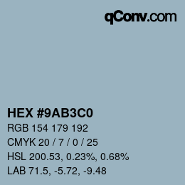 Color code: HEX #9AB3C0 | qconv.com