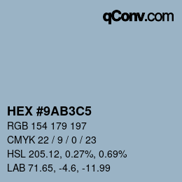 Color code: HEX #9AB3C5 | qconv.com