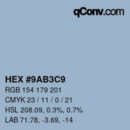 Color code: HEX #9AB3C9 | qconv.com