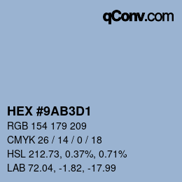 Color code: HEX #9AB3D1 | qconv.com