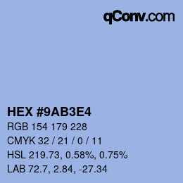 Color code: HEX #9AB3E4 | qconv.com