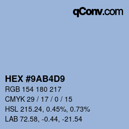 Color code: HEX #9AB4D9 | qconv.com