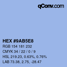 Color code: HEX #9AB5E8 | qconv.com