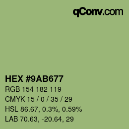 颜色代码: HEX #9AB677 | qconv.com