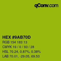 颜色代码: HEX #9AB70D | qconv.com
