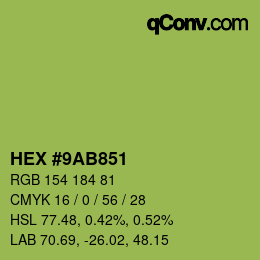 颜色代码: HEX #9AB851 | qconv.com