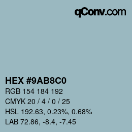 Color code: HEX #9AB8C0 | qconv.com