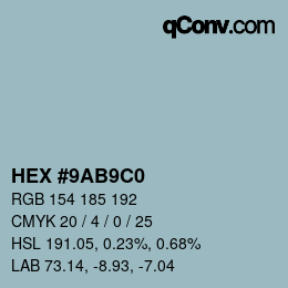 Color code: HEX #9AB9C0 | qconv.com