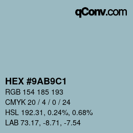 Color code: HEX #9AB9C1 | qconv.com