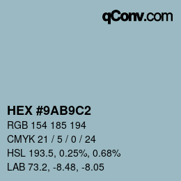 Color code: HEX #9AB9C2 | qconv.com
