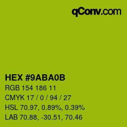 Color code: HEX #9ABA0B | qconv.com