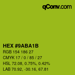 Farbcode: HEX #9ABA1B | qconv.com