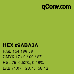 Color code: HEX #9ABA3A | qconv.com