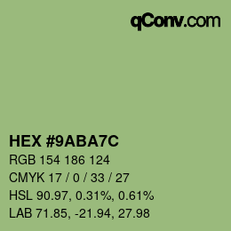 Color code: HEX #9ABA7C | qconv.com