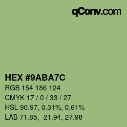 Color code: HEX #9ABA7C | qconv.com