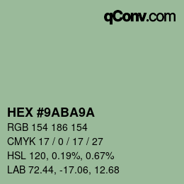 Color code: HEX #9ABA9A | qconv.com
