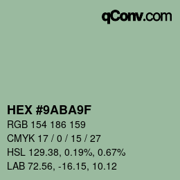 Color code: HEX #9ABA9F | qconv.com