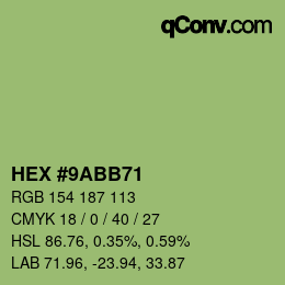 Farbcode: HEX #9ABB71 | qconv.com