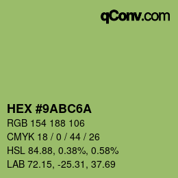 カラーコード: HEX #9ABC6A | qconv.com