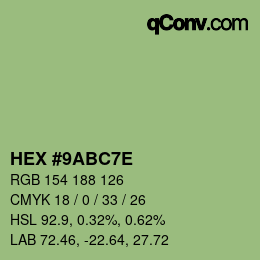 Color code: HEX #9ABC7E | qconv.com