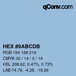颜色代码: HEX #9ABCDB | qconv.com