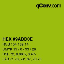 Color code: HEX #9ABD0E | qconv.com