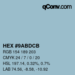 颜色代码: HEX #9ABDCB | qconv.com