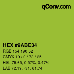 Color code: HEX #9ABE34 | qconv.com