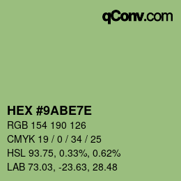 Color code: HEX #9ABE7E | qconv.com