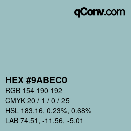 カラーコード: HEX #9ABEC0 | qconv.com