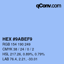 Color code: HEX #9ABEF9 | qconv.com