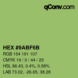 Color code: HEX #9ABF6B | qconv.com