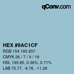 Color code: HEX #9AC1CF | qconv.com