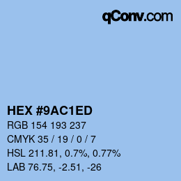 カラーコード: HEX #9AC1ED | qconv.com
