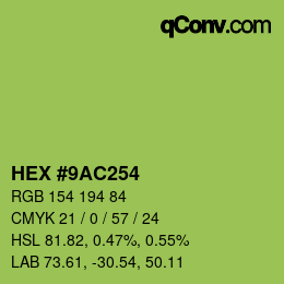 颜色代码: HEX #9AC254 | qconv.com