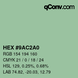 颜色代码: HEX #9AC2A0 | qconv.com