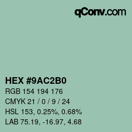 Color code: HEX #9AC2B0 | qconv.com