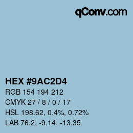 Farbcode: HEX #9AC2D4 | qconv.com