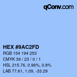 カラーコード: HEX #9AC2FD | qconv.com