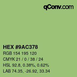 カラーコード: HEX #9AC378 | qconv.com