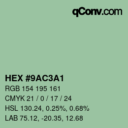 颜色代码: HEX #9AC3A1 | qconv.com