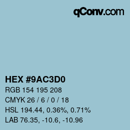 Color code: HEX #9AC3D0 | qconv.com