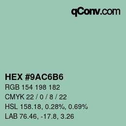 Color code: HEX #9AC6B6 | qconv.com
